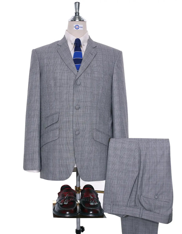 This Suit Only Light Grey Prince Of Wales Suit | Jacket Size 40R Trouser 34/32 Modshopping Clothing