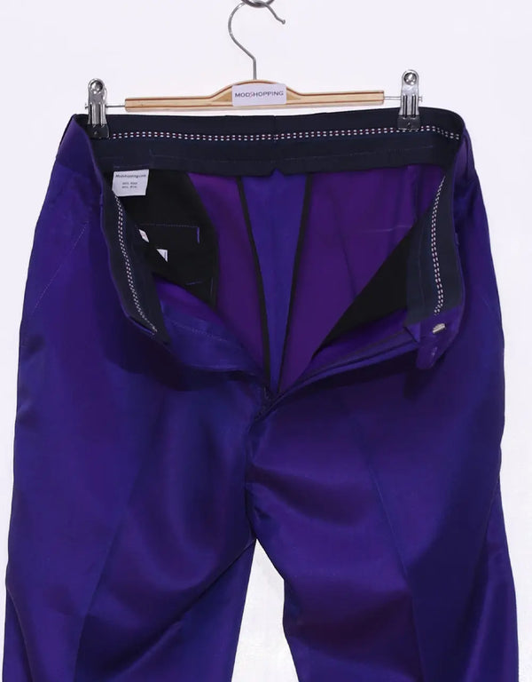 This Trouser Only - Dark Purple and Red Two Tone Trouser Size 32 Inside Leg 32 Modshopping Clothing