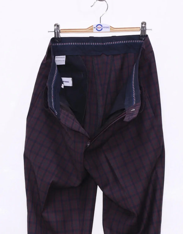 This Trouser Only -Multi Color Gingham Check Trouser Size 32 Inside Leg 32 Modshopping Clothing