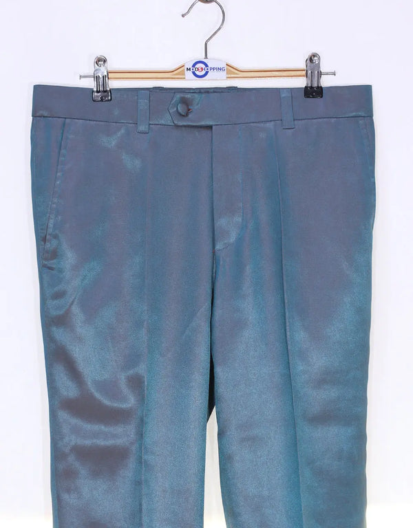 This Trouser Only - Orange and Light Sea Green Two Tone Trouser Size 32 Inside Leg 32 Modshopping Clothing