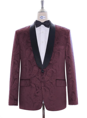 Tuxedo Jacket - Burgundy Paisley Tuxedo Jacket Modshopping Clothing