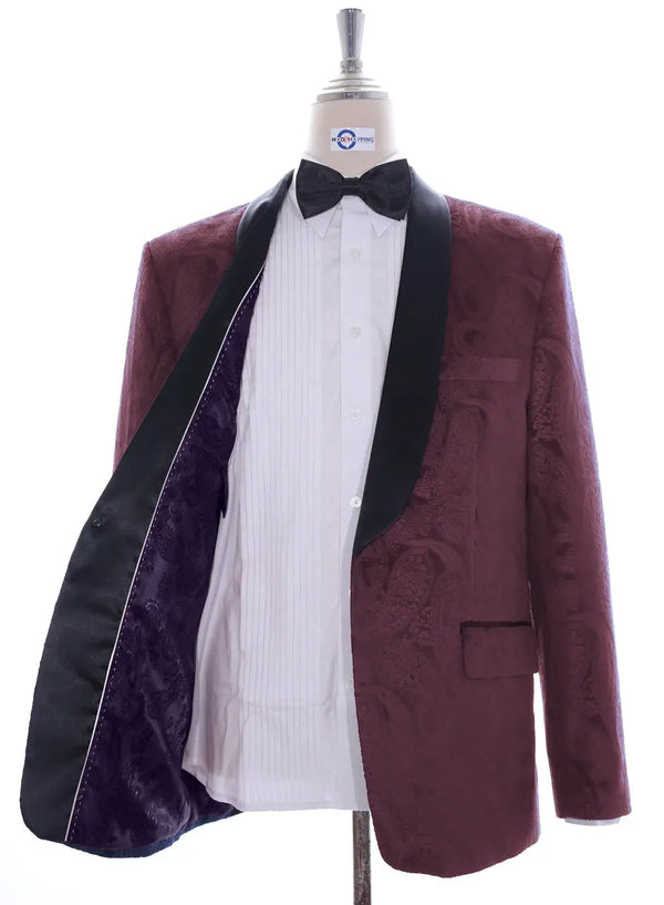 Tuxedo Jacket - Burgundy Paisley Tuxedo Jacket Modshopping Clothing
