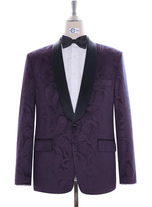 Tuxedo Jacket - Purple Paisley Tuxedo Jacket Modshopping Clothing