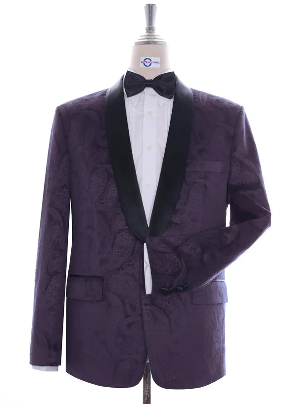 Tuxedo Jacket - Purple Paisley Tuxedo Jacket Modshopping Clothing