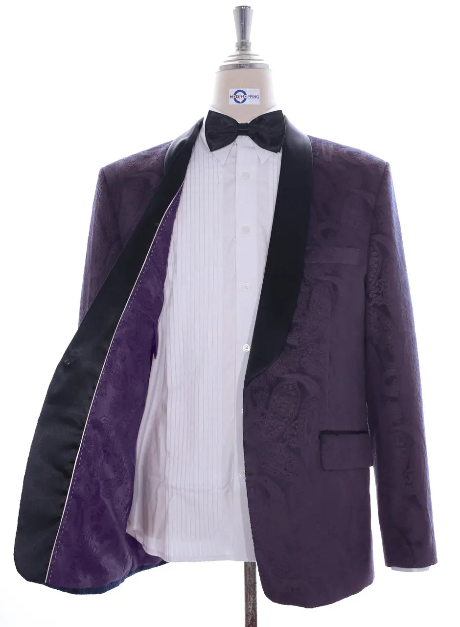 Tuxedo Jacket - Purple Paisley Tuxedo Jacket Modshopping Clothing
