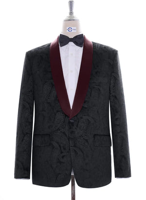 Tuxedo Jacket -Black Paisley Tuxedo Jacket Modshopping Clothing
