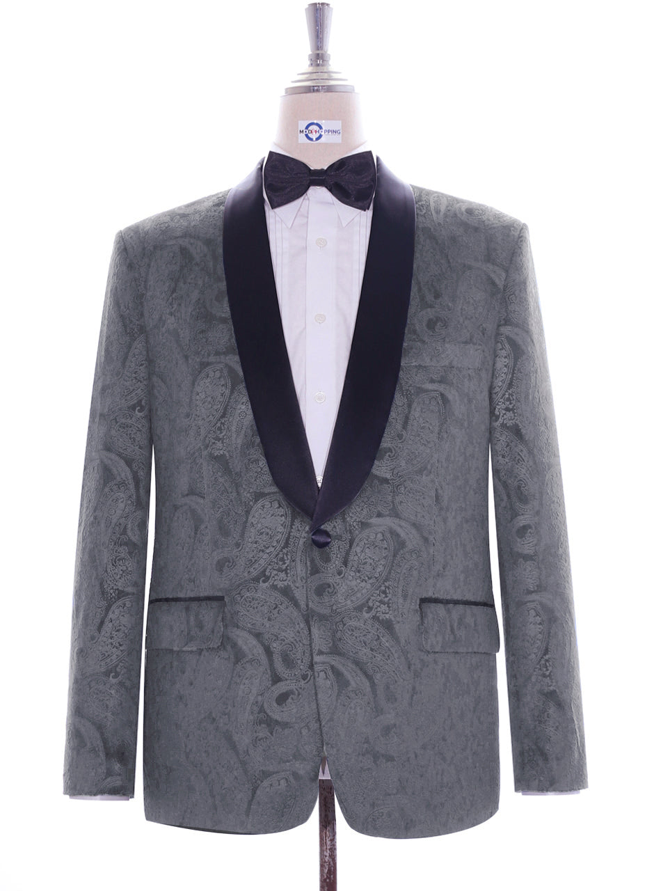 Grey Paisey Velvet Jacket