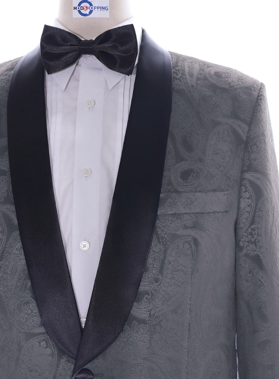 Grey Paisey Velvet Jacket Chest