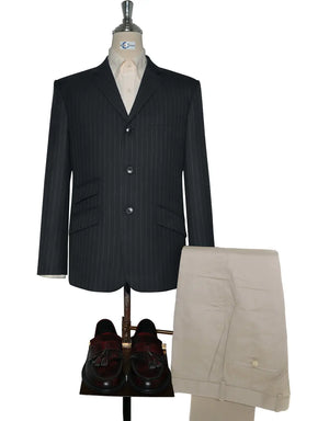Tweed Blazer - Charcoal Grey Stripe Tweed Blazer Modshopping Clothing