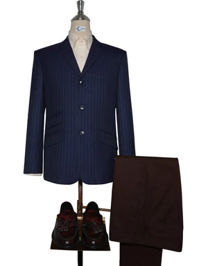 Tweed Blazer - Navy Blue Stripe Tweed Blazer Modshopping Clothing
