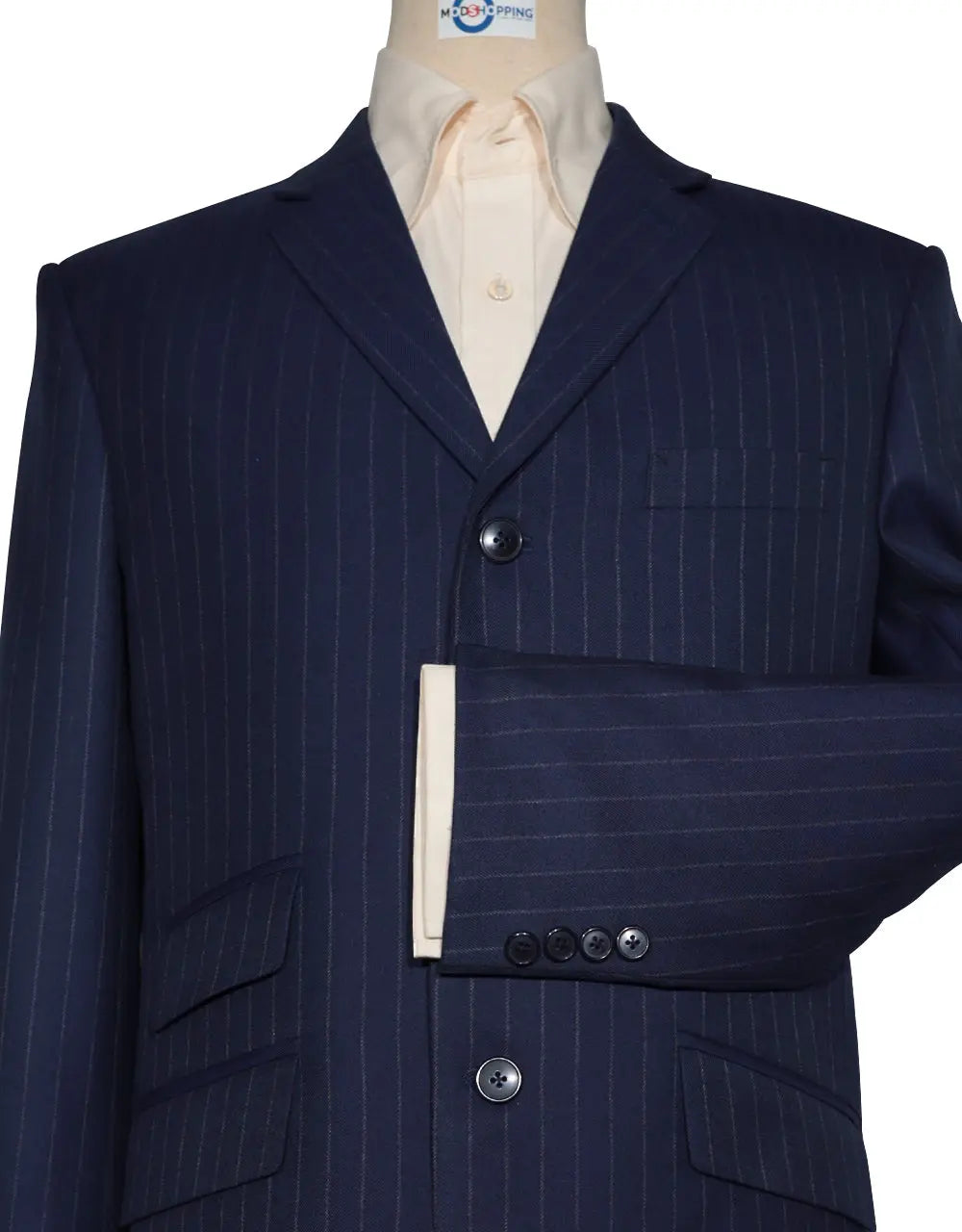 Tweed Blazer - Navy Blue Stripe Tweed Blazer Modshopping Clothing