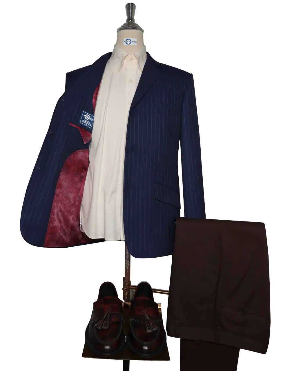 Tweed Blazer - Navy Blue Stripe Tweed Blazer Modshopping Clothing