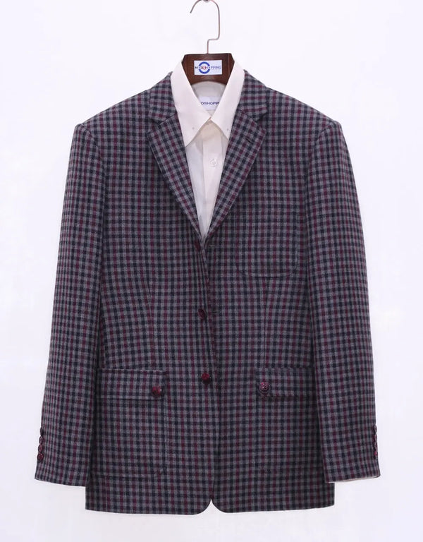 Tweed Jacket | Grey Gingham Check 60s Style Jacket Modshopping Clothing