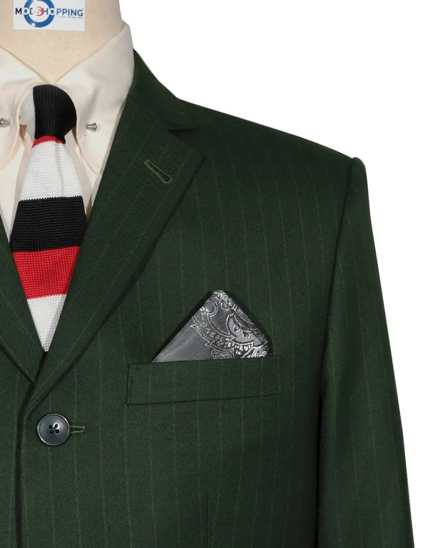 Tweed Jacket - Olive Green Stripe Tweed Jacket Modshopping Clothing