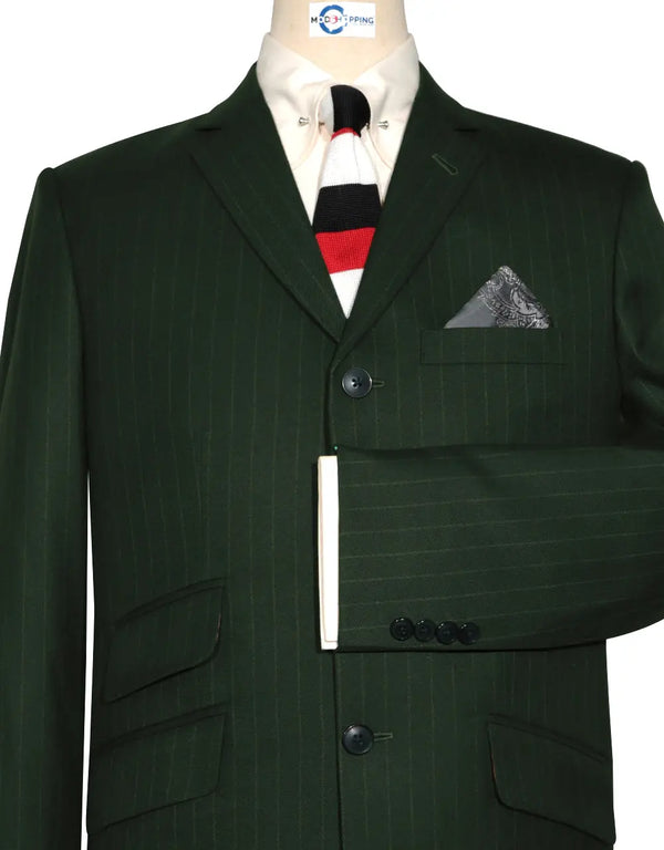 Tweed Jacket - Olive Green Stripe Tweed Jacket Modshopping Clothing