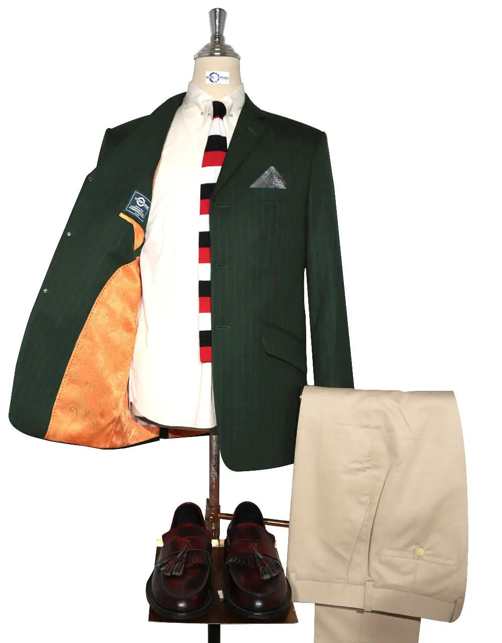Tweed Jacket - Olive Green Stripe Tweed Jacket Modshopping Clothing