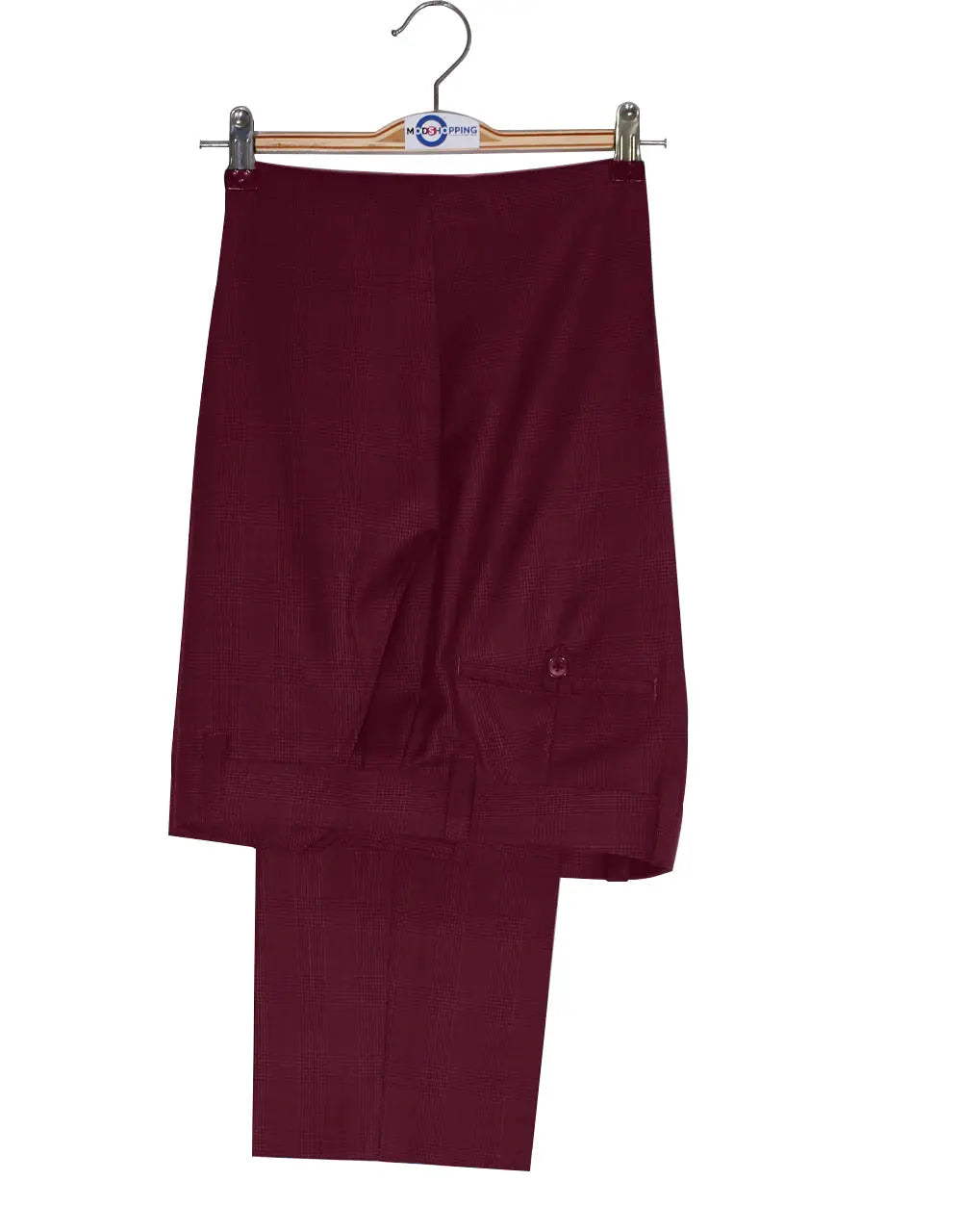 Two Button Suit - Burgundy Prince of Wales Check Suit Modshopping Clothing