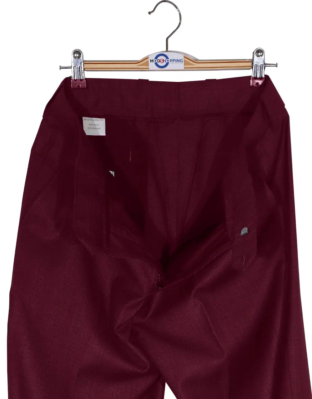 Two Button Suit - Burgundy Prince of Wales Check Suit Modshopping Clothing