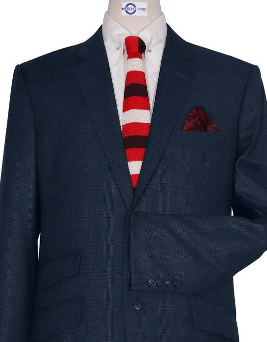 Blue Contrast Pattern Two Buttons Suit main image 0