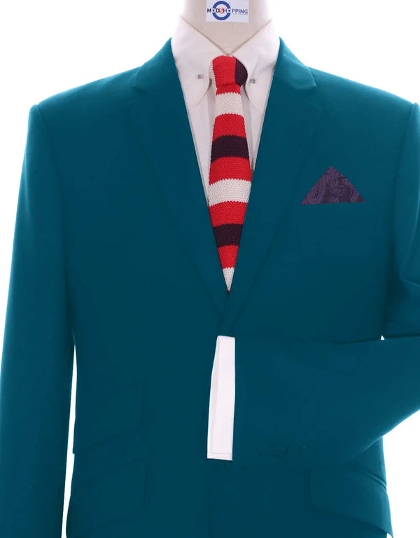 Two Button Suit - Peacock Blue Suit Modshopping Clothing