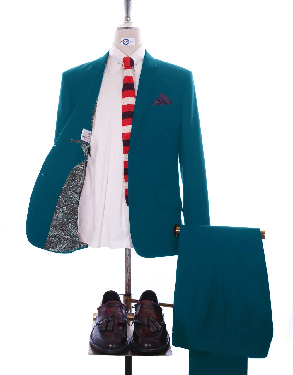 Two Button Suit - Peacock Blue Suit Modshopping Clothing