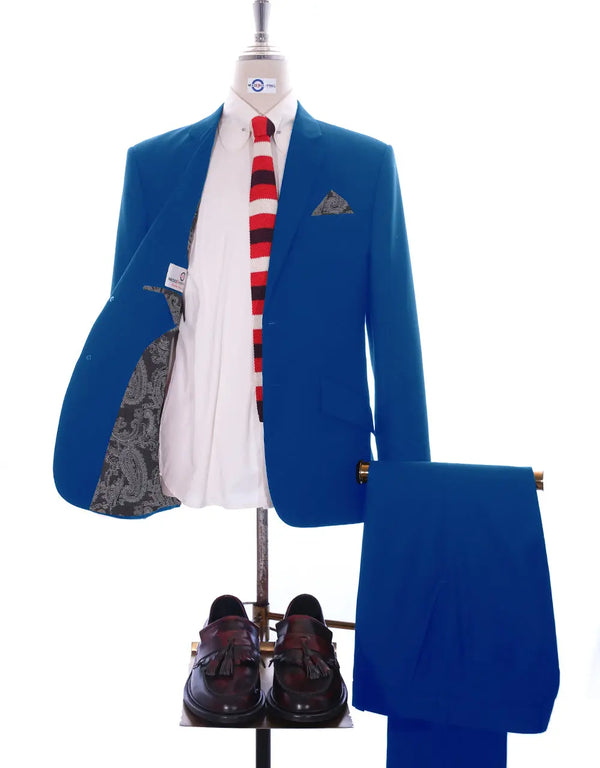 Two Button Suit - Royal Blue Suit Modshopping Clothing