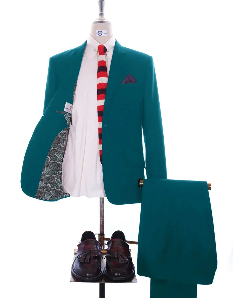 Two Button Suit - Peacock Blue Suit