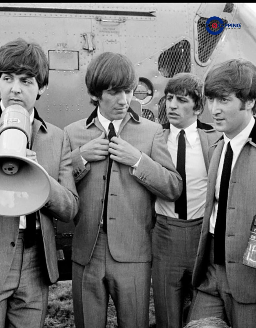 The Beatles’ “A Hard Day’s Night”Light silver-grey suits|George Harrison