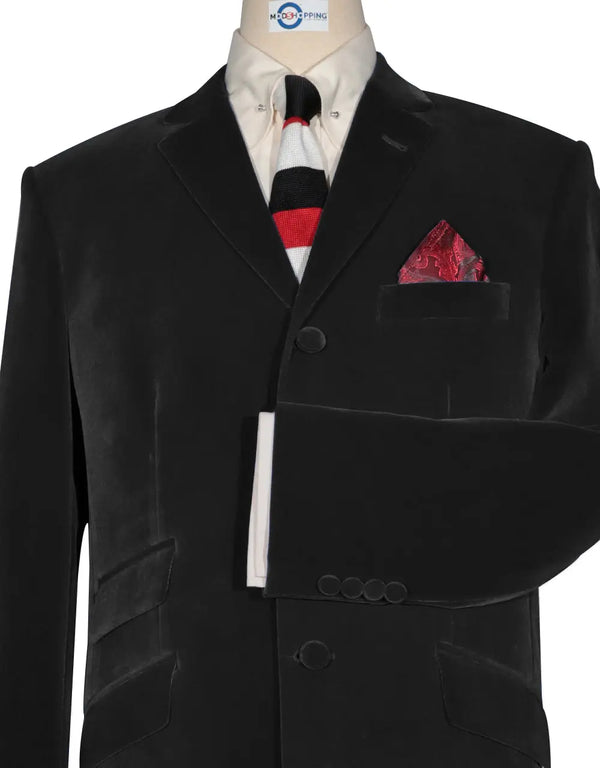 Velvet Jacket - 60s Mod Vintage Style Black Jacket Modshopping Clothing