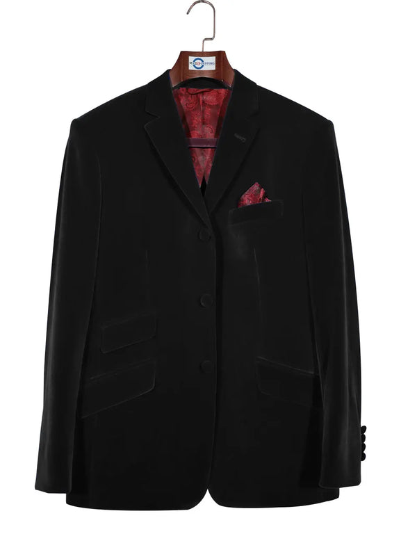 Velvet Jacket - 60s Mod Vintage Style Black Jacket Modshopping Clothing