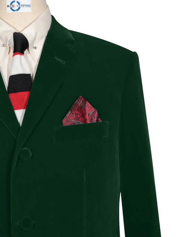 Velvet Jacket - 60s Mod Vintage Style Green Jacket Modshopping Clothing