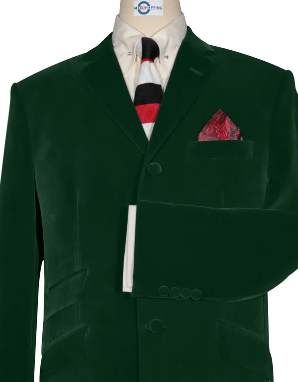 Velvet Jacket - 60s Mod Vintage Style Green Jacket Modshopping Clothing