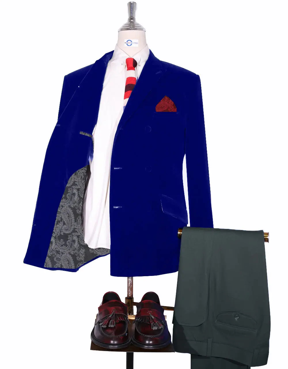 Velvet Jacket - Blue Double Breasted Jacket Modshopping Clothing