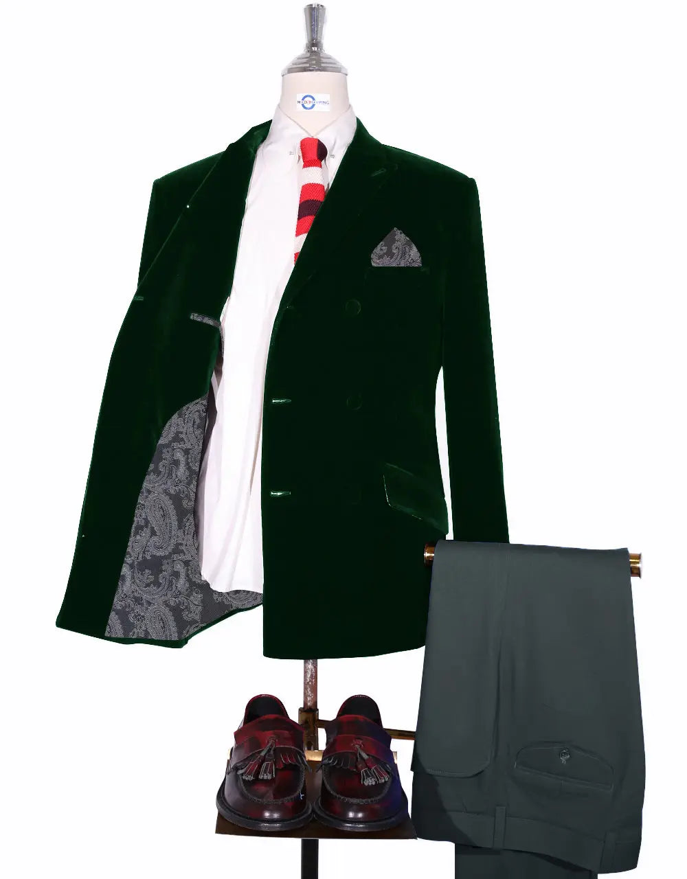 Velvet Jacket - Light Green Double Breasted Jacket Modshopping Clothing