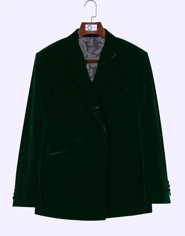 Velvet Jacket - Light Green Double Breasted Jacket Modshopping Clothing