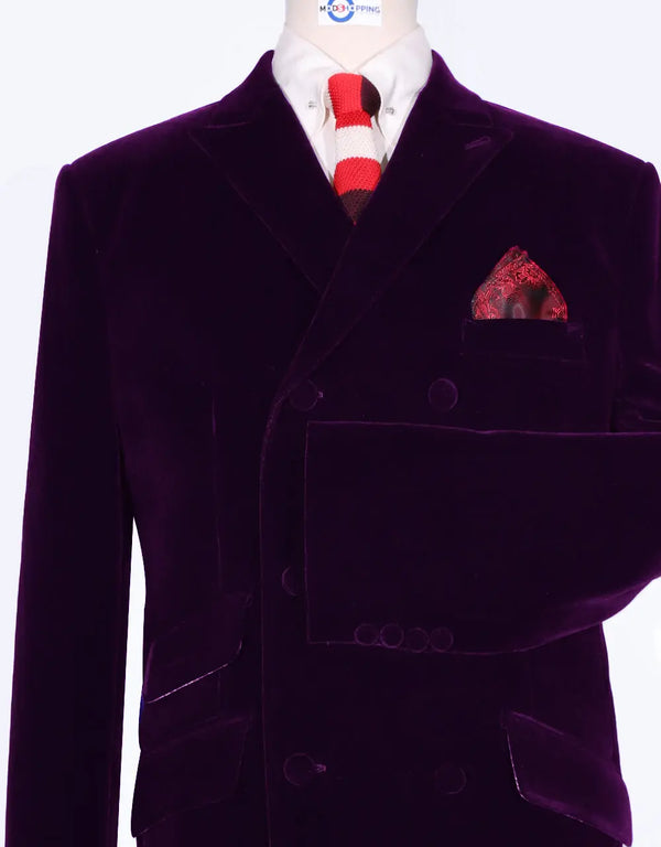 Velvet Jacket - Purple Double Breasted Jacket Modshopping Clothing