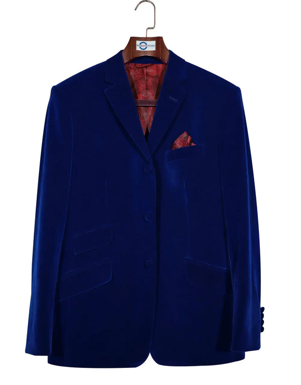 Velvet Jacket -60s Mod Vintage Style Blue Jacket Modshopping Clothing