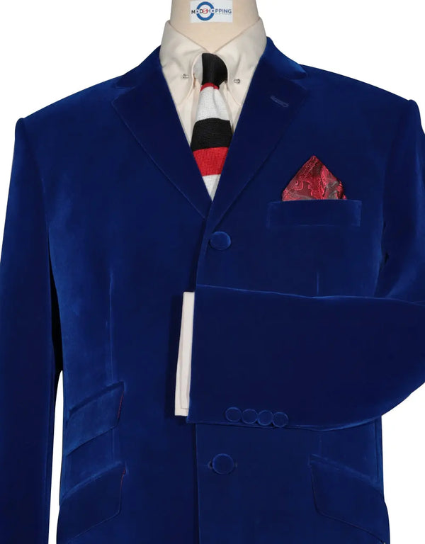 Velvet Jacket -60s Mod Vintage Style Blue Jacket Modshopping Clothing