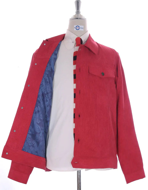 Vintage Red Berry Corduroy Jacket Modshopping Clothing