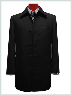 Vintage Style Tailored Made Black Mac Coat Modshopping Clothing