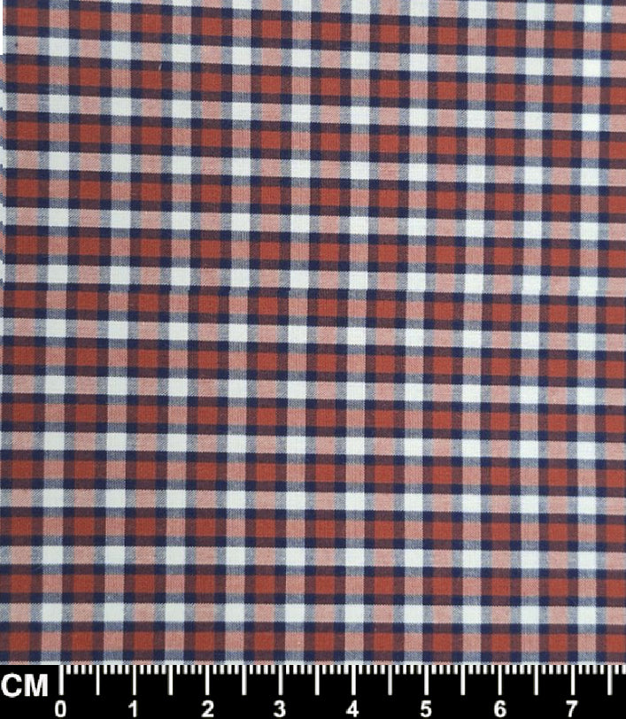 Vintage Mod Burnt Orange Check Short Sleeve Fabric