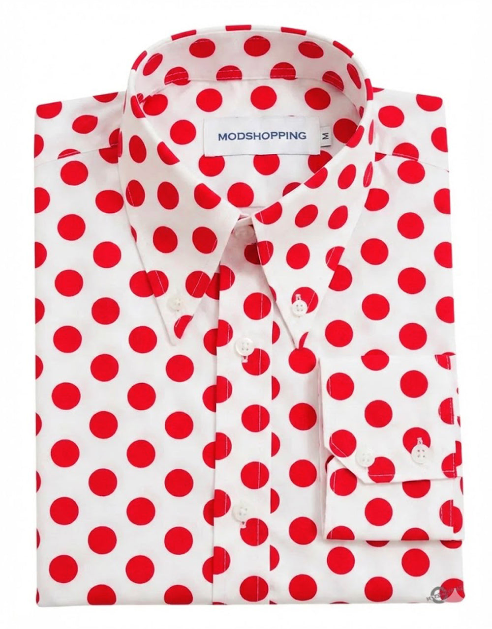 White & Red Medium Polka Dot Shirt