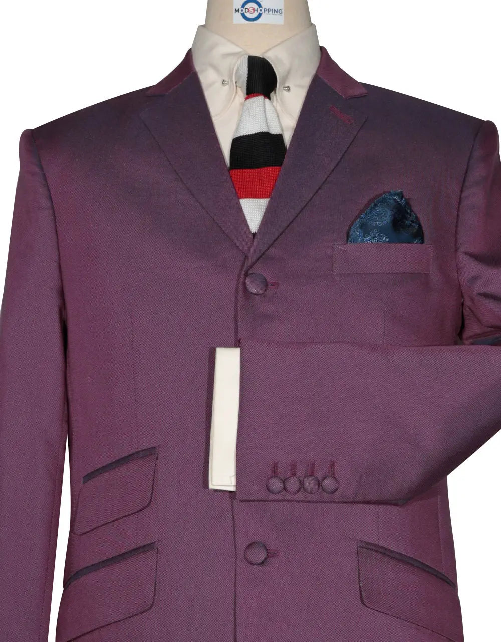 Wine and Blue Two Tone Suit Modshopping Clothing