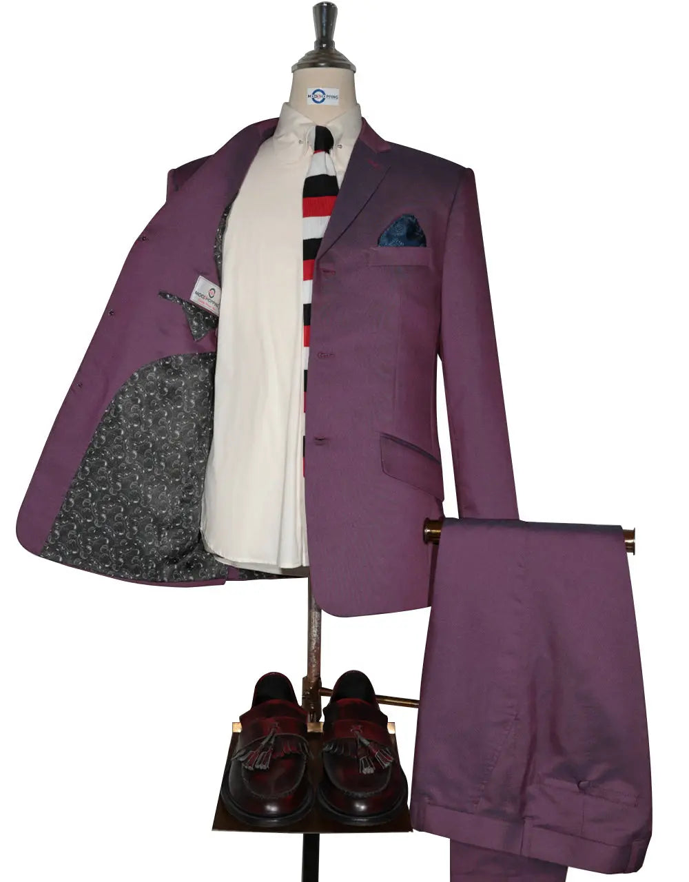 Wine and Blue Two Tone Suit Modshopping Clothing
