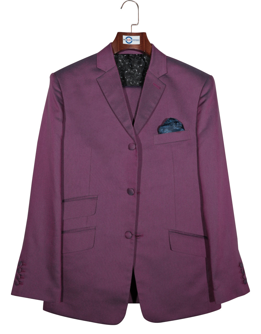 This Suit Only - Wine and Blue Two Tone Suit Chest 36 Regular Waist 30" Inside leg 32"