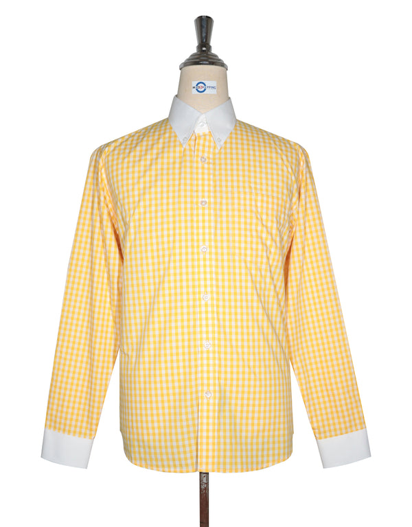 Button Down Shirt -  Yellow Gingham Check Shirt