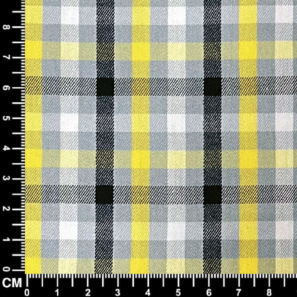 Yellow, Grey and Black Plaid Check Fabric Size