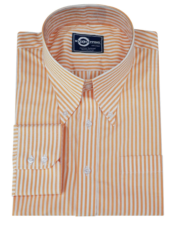 Button Down Collar Shirt - Orange Candy Stripe Shirt