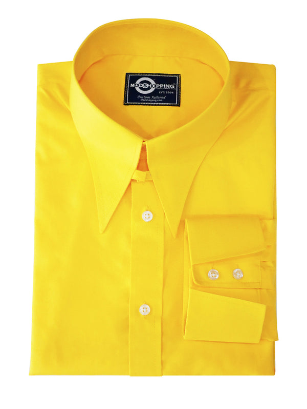 Tab Collar Shirt | Vintage Style Yellow Long Tab Collar Shirt