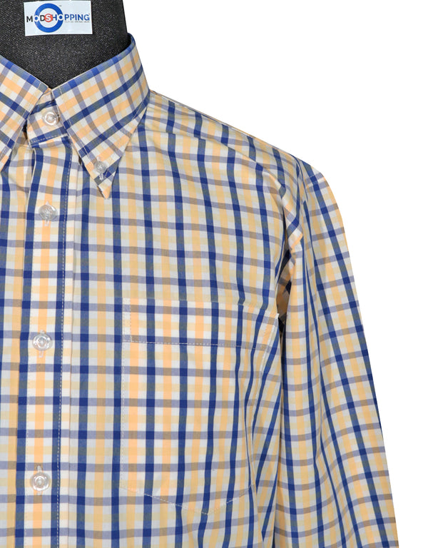 Button Down Shirt -  Yellow and Blue Gingham Check